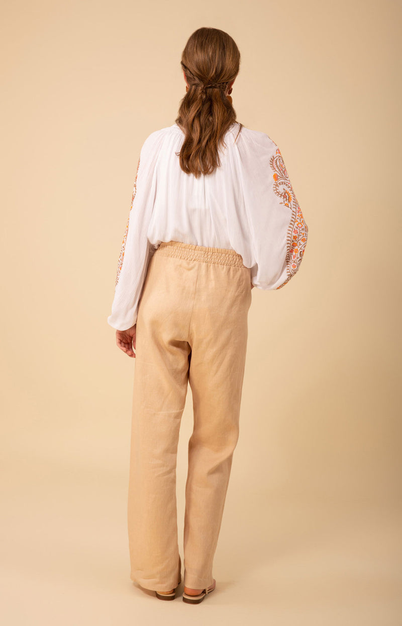 Emersyn Solid Linen Pant, color_beige