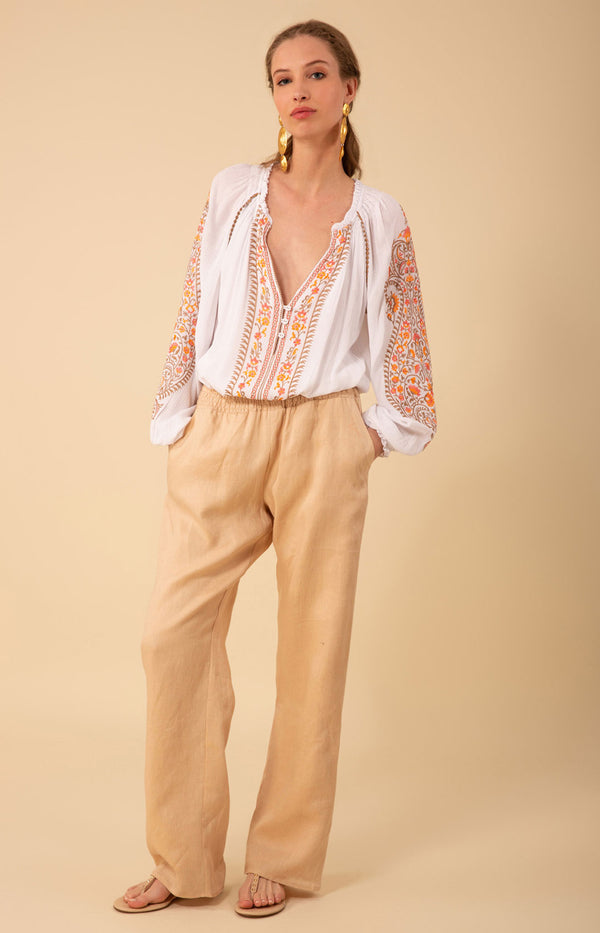 Emersyn Solid Linen Pant, color_beige