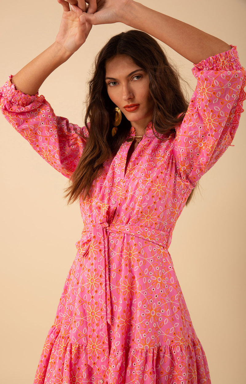 Valerie Eyelet Dress Pink / XS Valerie Eyelet Dress Pink / XS