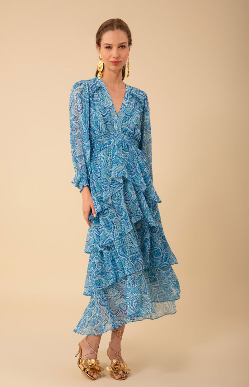 Amaya Tiered Dress, color_blue