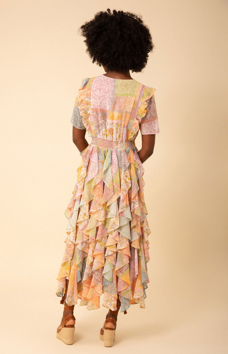 Aspen Ruffle Chiffon Dress, color_peach