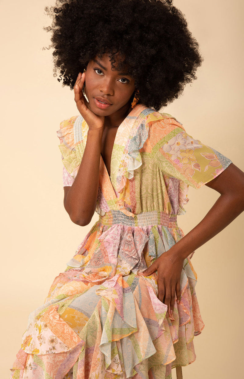 Hale Bob Aspen Ruffle Chiffon Dress Hale Bob Aspen Ruffle Chiffon Dress