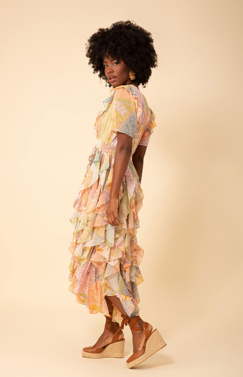 ruffle dress for women ESSENCE stopping layers on this maxi Short Party Dress with Ruffled