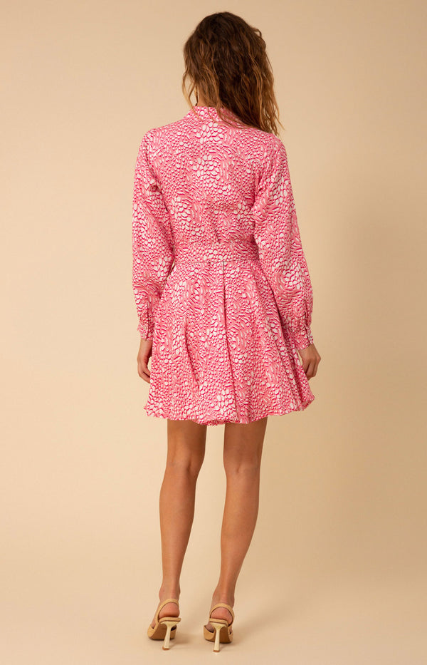 Alaina Belted Linen Dress, color_pink