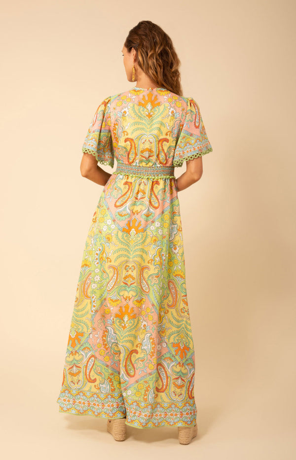 Elsie Linen Maxi Dress, color_green