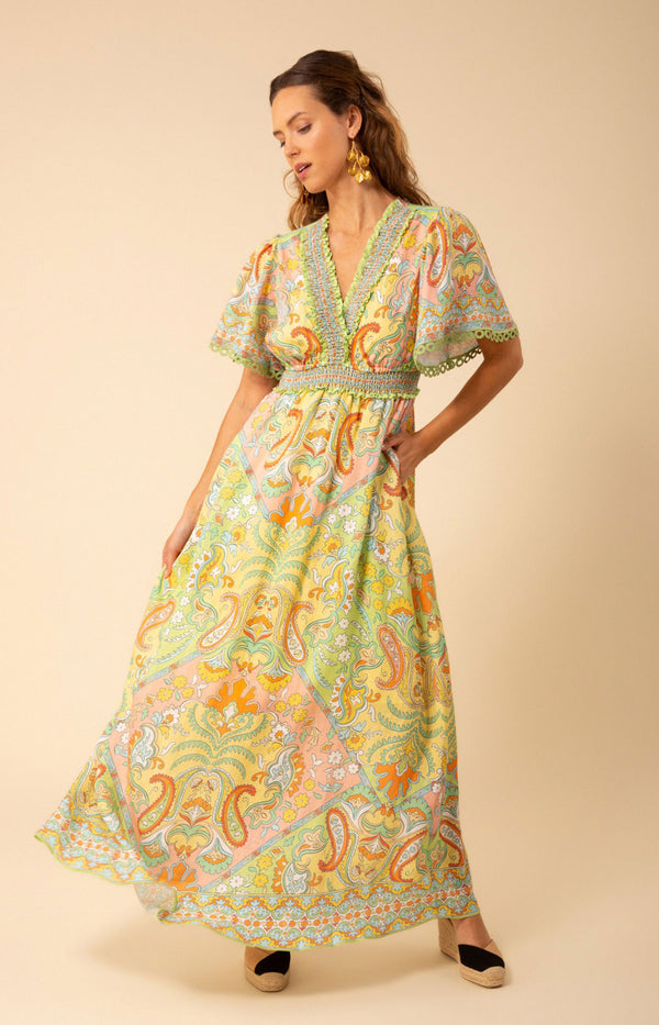 Elsie Linen Maxi Dress, color_green