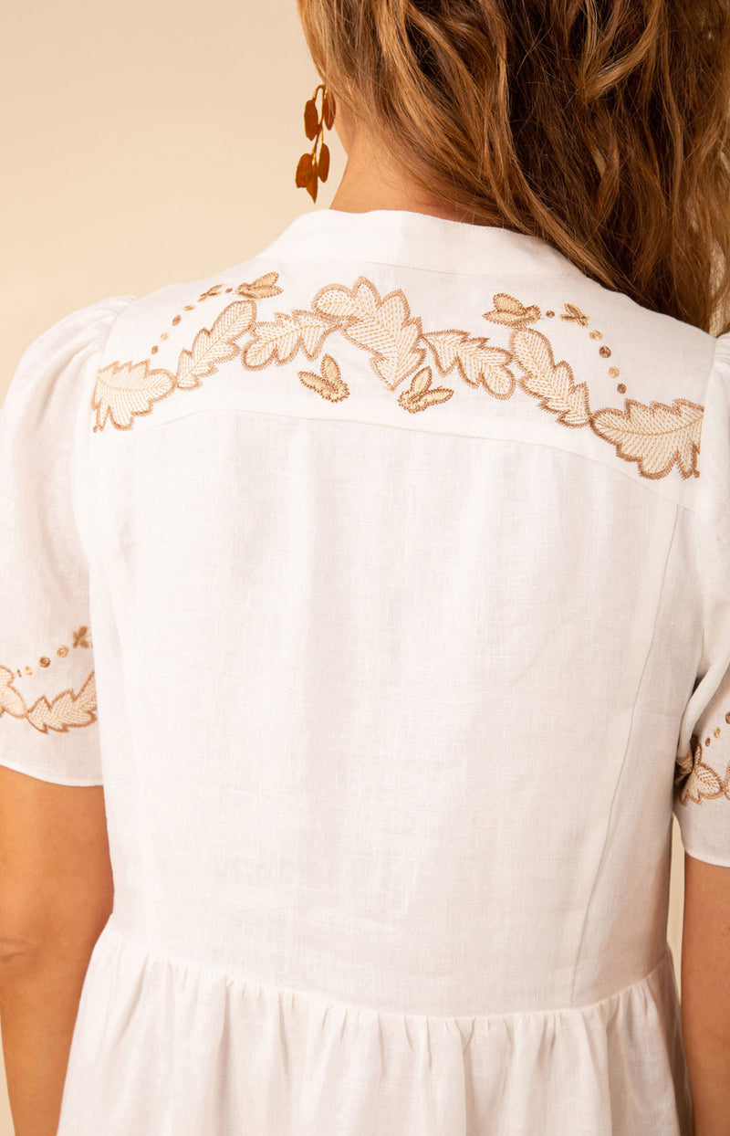 Teagan Embroidered Linen Dress