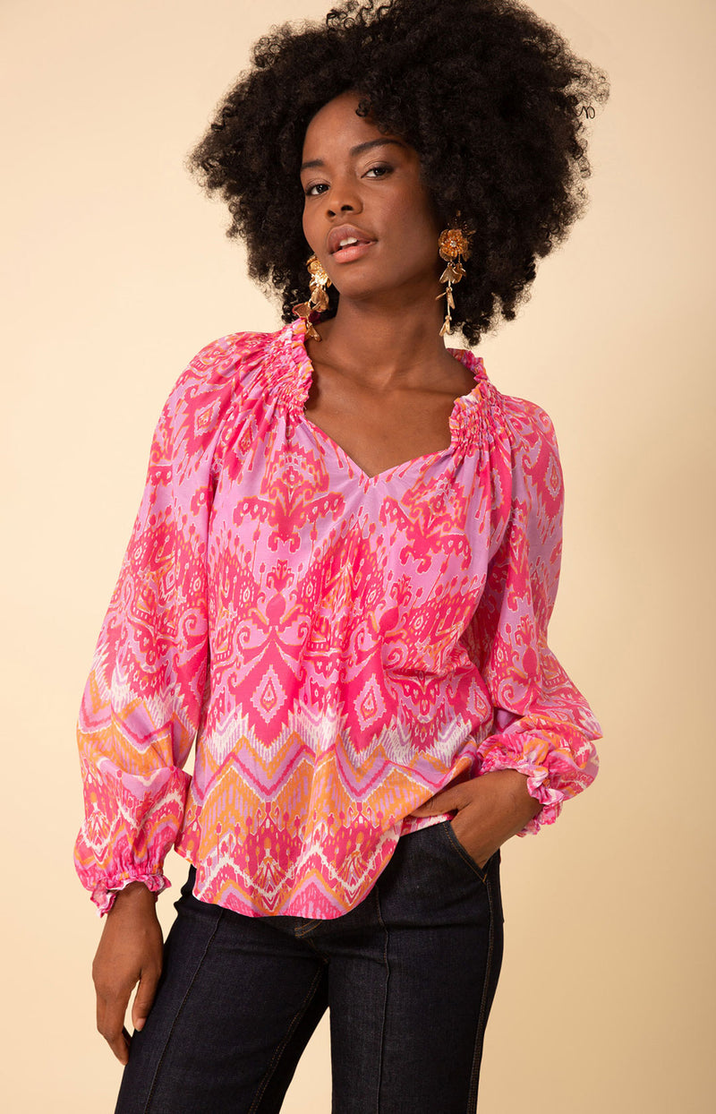 Lilah Voile Top, color_pink