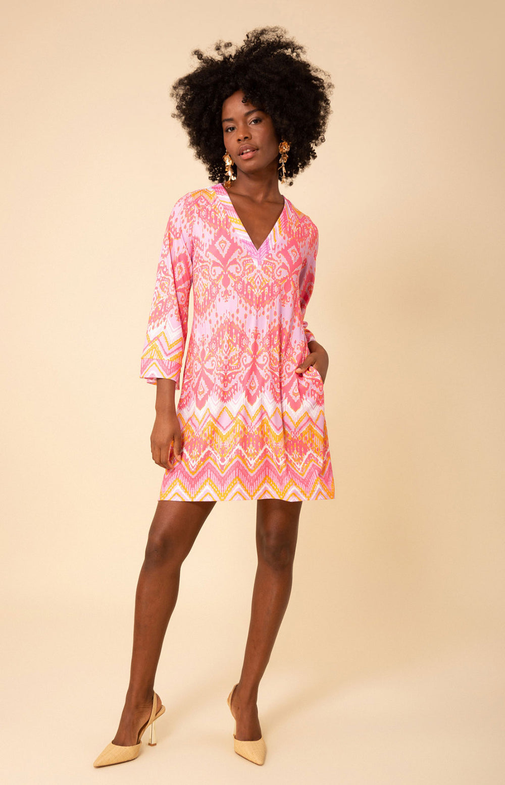 【PAKUA】ROUND SHIRRING JERSEY DRESS Laila Jersey Dress