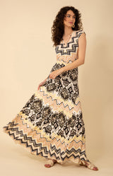 Angela Shirred Maxi Dress, color_ivory