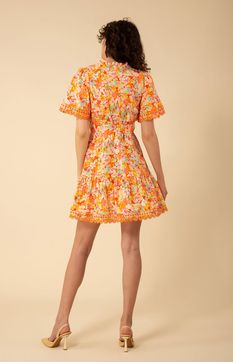 orange print poplin dress Dolce & Gabbana Maiolica Print Cotton Dress