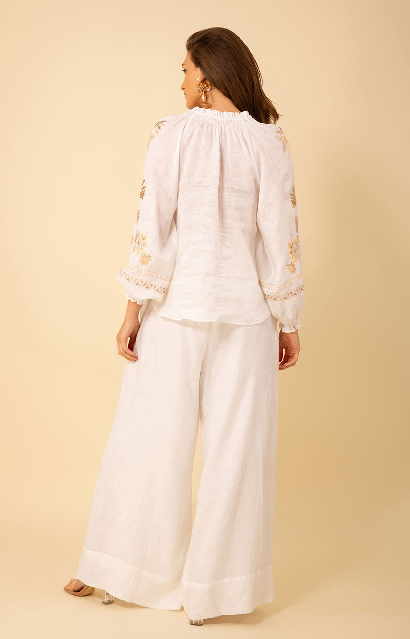 Saylor Embroidered Linen Top, color_pink