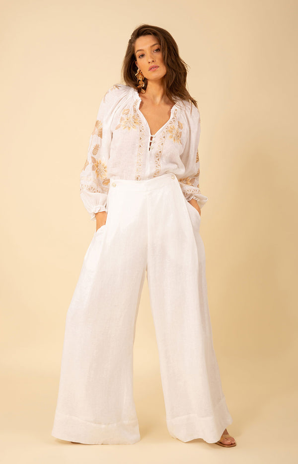 Alayna Solid Linen Pants, color_white