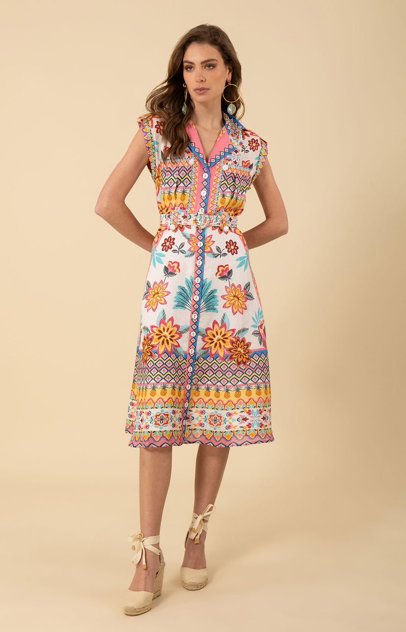 Daniela Midi Linen Dress Pink / XL Daniela Midi Linen Dress Pink / XL