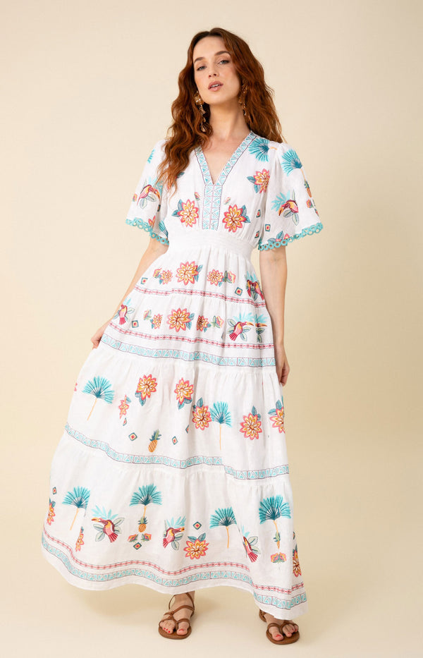 Journey Embroidered Maxi Dress, color_turquoise