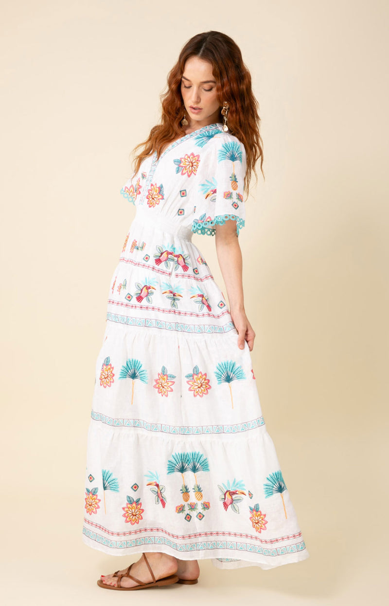 Journey Embroidered Maxi Dress, color_turquoise