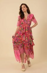 Annabelle Chiffon High Low Dress, color_pink
