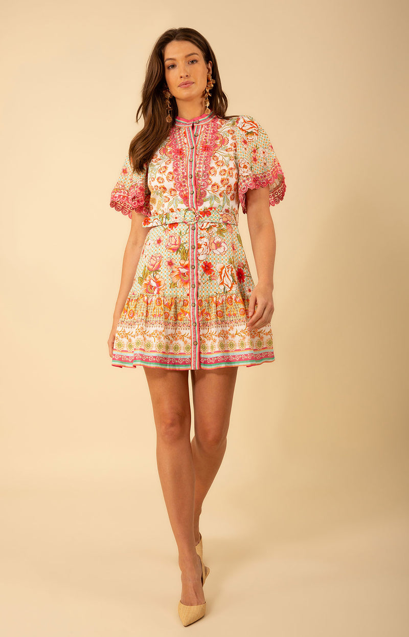Hale Bob Maggie Linen Short Dress Hale Bob Maggie Linen Short Dress