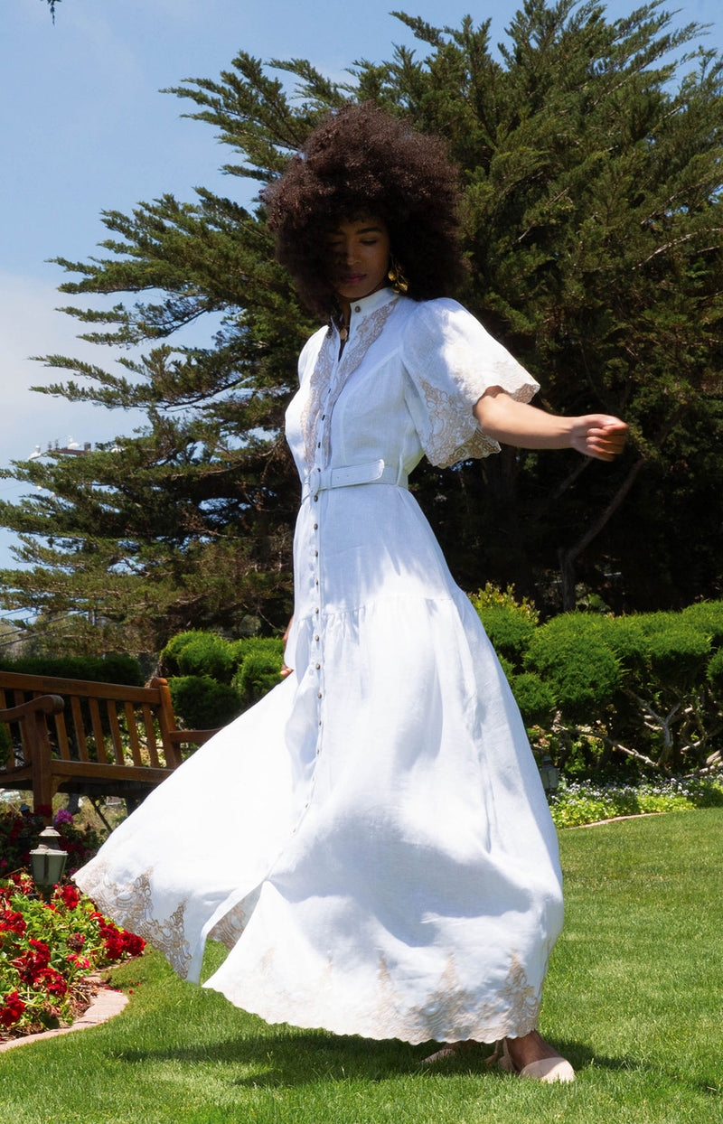 Haven Embroidered Linen Maxi Dress White / M by Hale Bob | Exclusive Designer Clothing | Chic & Boho Style Haven Embroidered Linen Maxi Dress White / M by Hale Bob | Exclusive Designer Clothing | Chic & Boho Style
