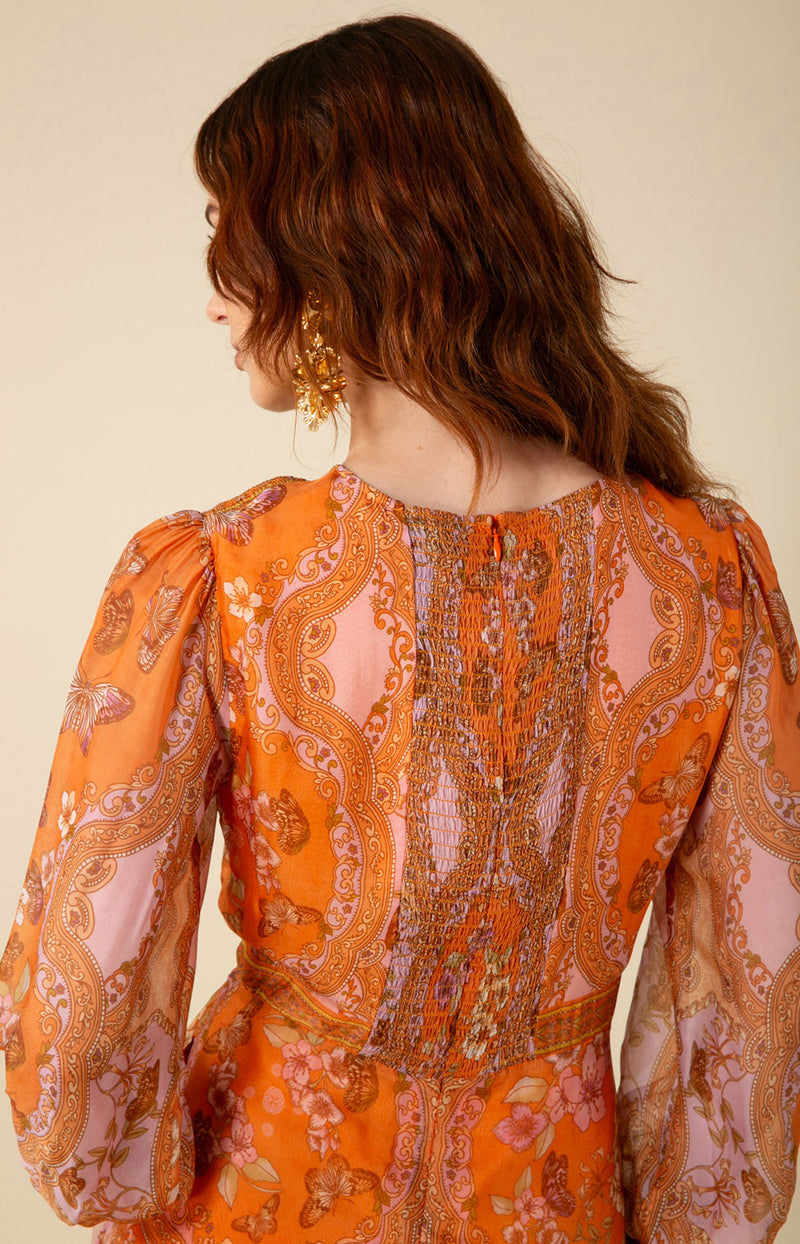 orange chiffon dress with sleeves Orange Femininity Dress - Perfect Summer Dress, Extra Small Ellae Lisque - Elegant Dress for Date Nights & Parties