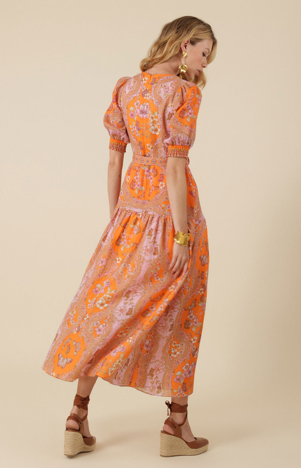 Blair Linen Maxi Dress Orange / XL