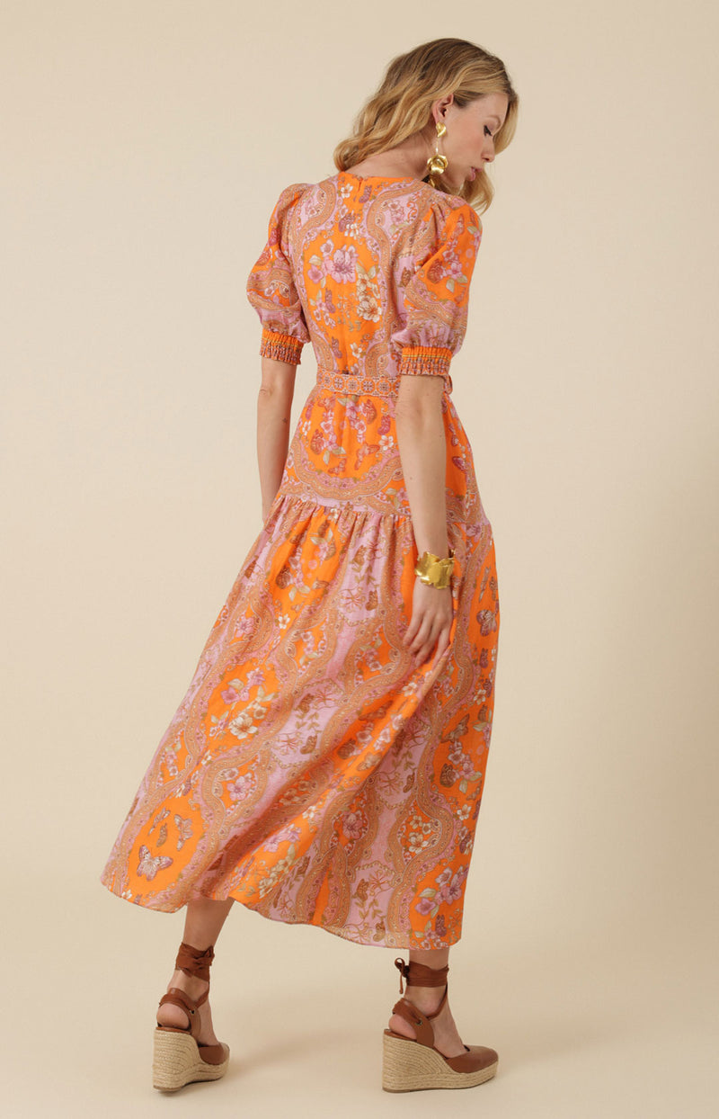 Brooklynn Chiffon Dress, color_orange