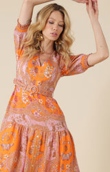 Brooklynn Chiffon Dress, color_orange