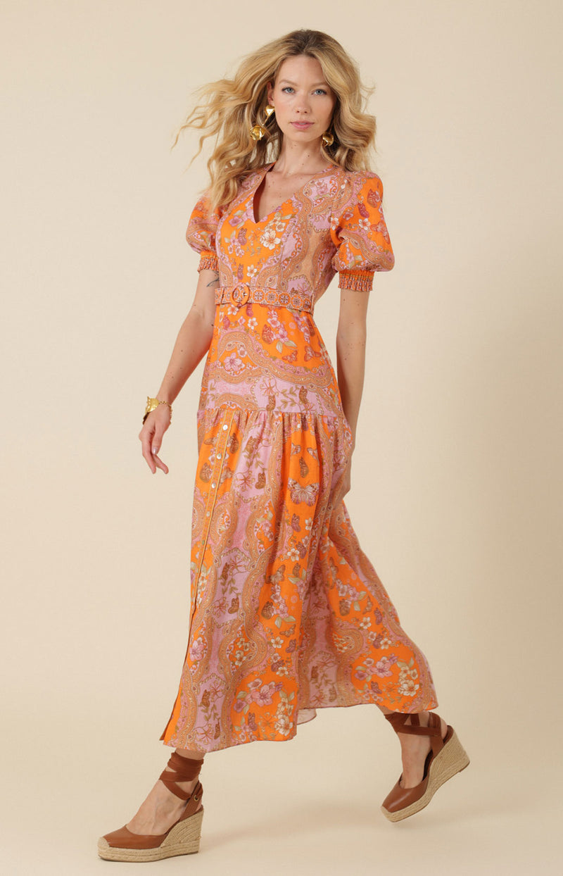 Brooklynn Chiffon Dress, color_orange