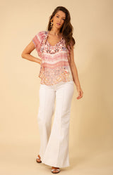 Evelynn Chiffon Top, color_ivory