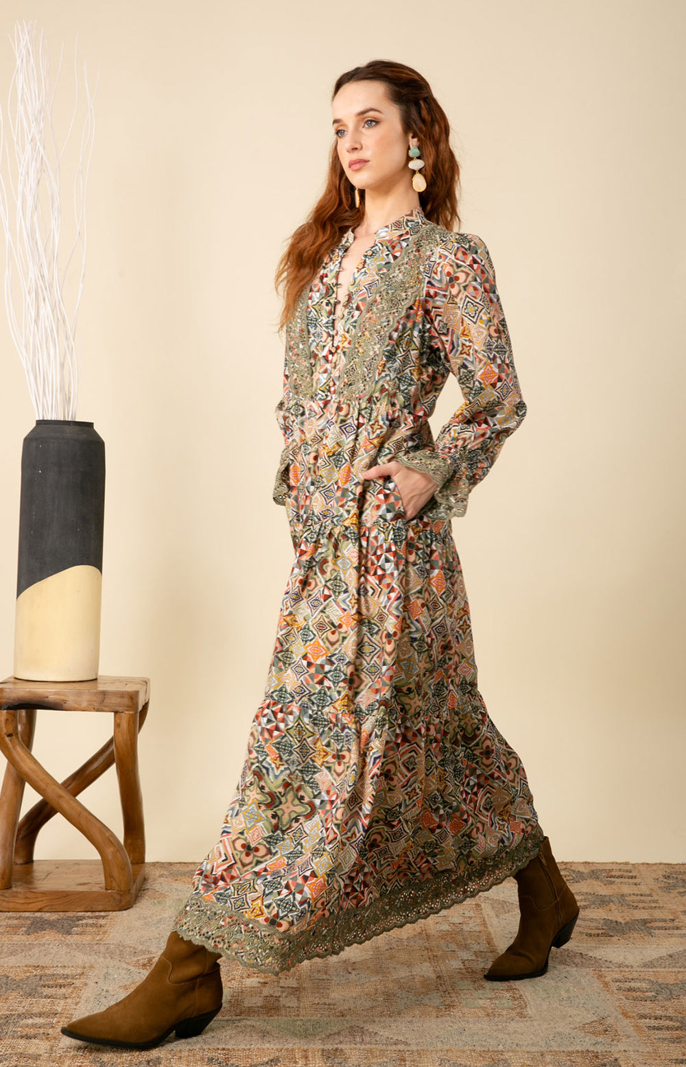 chinese dress ladies Amari Mesh Maxi Dress with Feathers