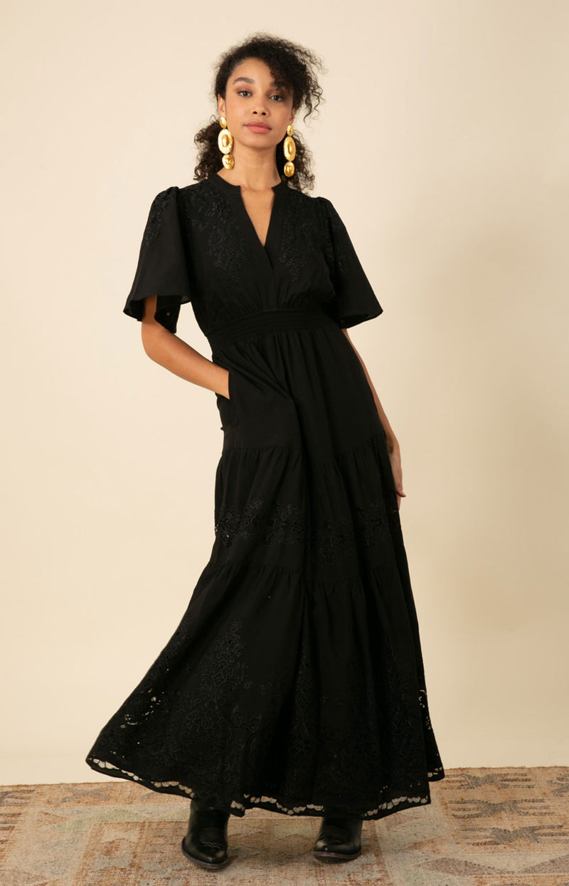 Mariah Embroidered Maxi Dress Olive / M Mariah Embroidered Maxi Dress Olive / M