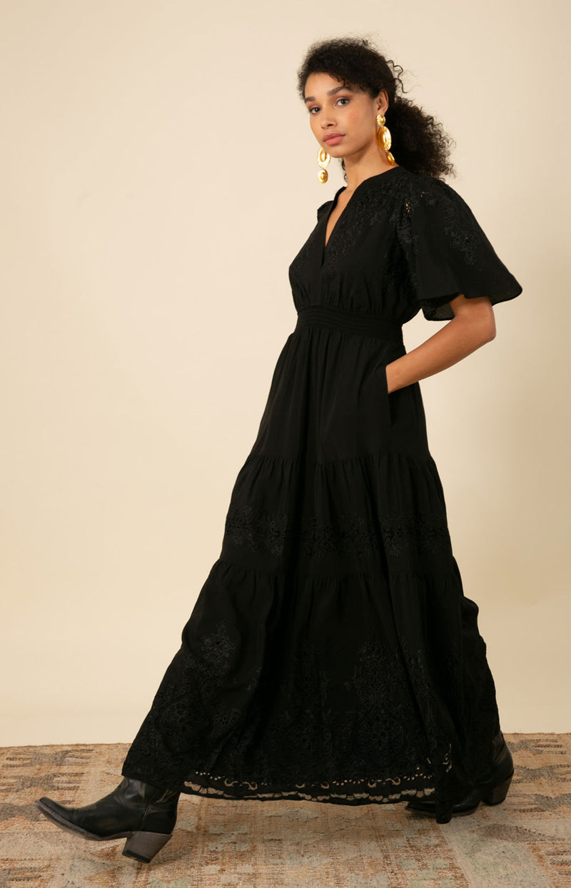 Mariah Embroidered Maxi Dress, color_black