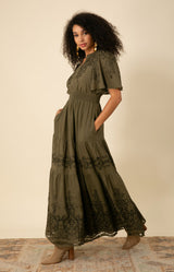 Mariah Embroidered Maxi Dress, color_olive