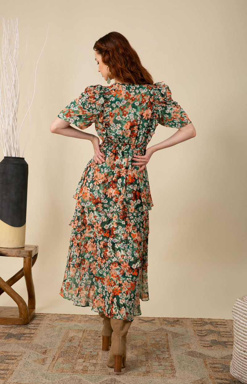 Dream Tiered Chiffon Dress Orange / Xs Dream Tiered Chiffon Dress Orange / Xs