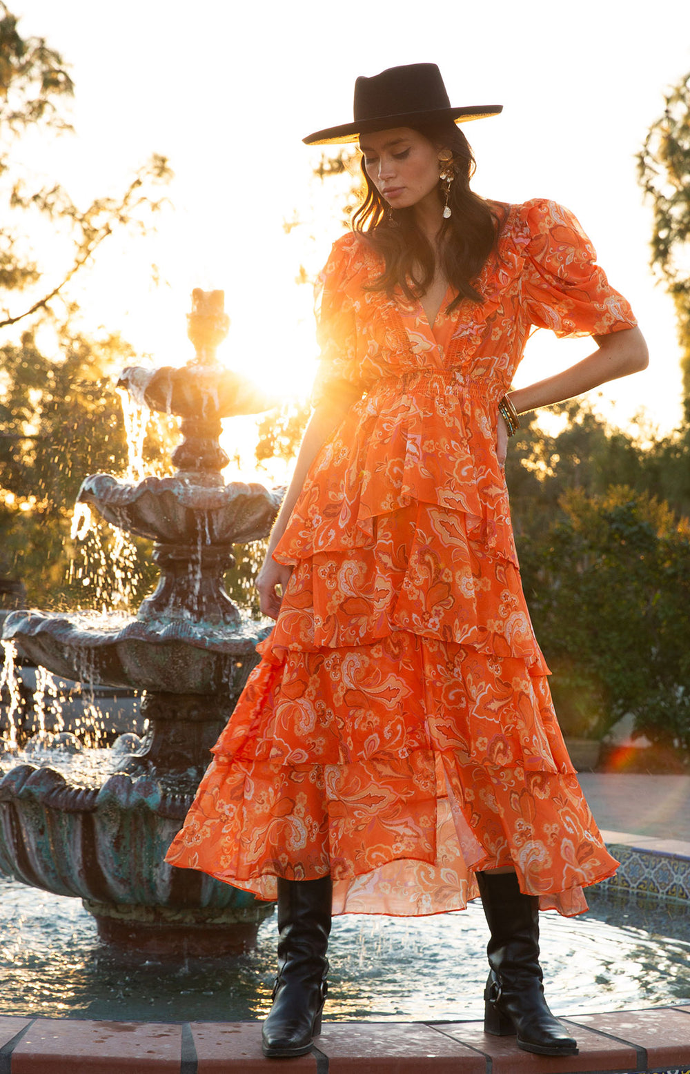 Dream Tiered Chiffon Dress Green / S