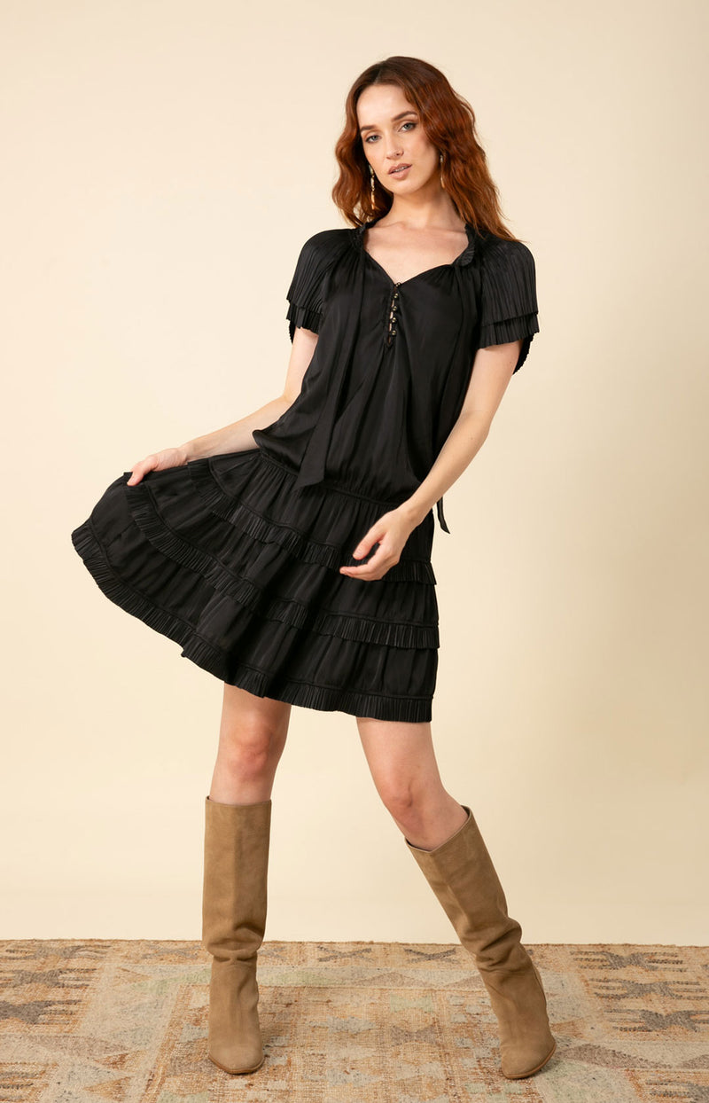Alexandria Solid Drop Waist Dress Black / S Alexandria Solid Drop Waist Dress Black / S
