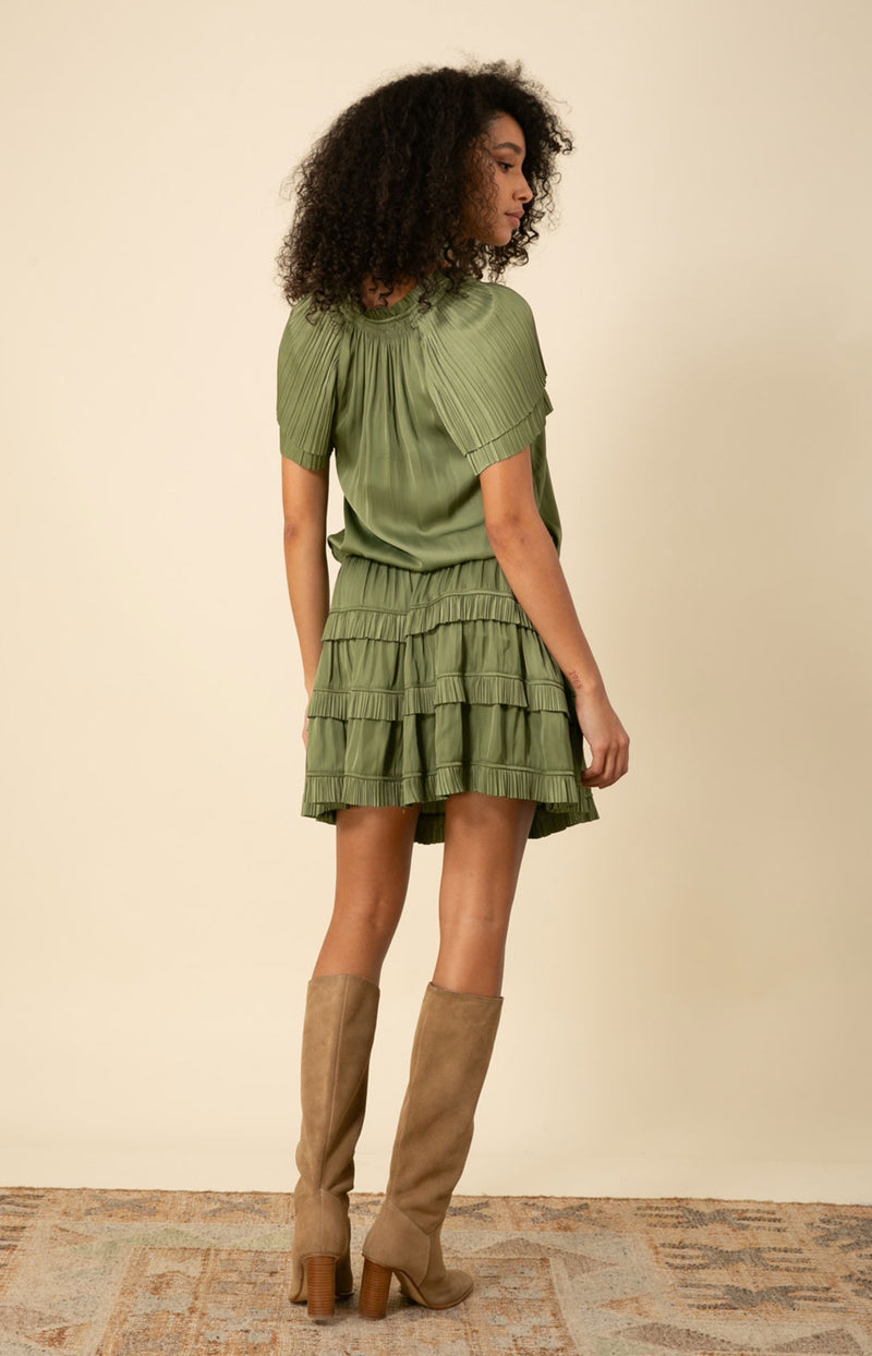 Alexandria Solid Drop Waist Dress, color_olive