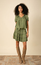 Alexandria Solid Drop Waist Dress, color_olive