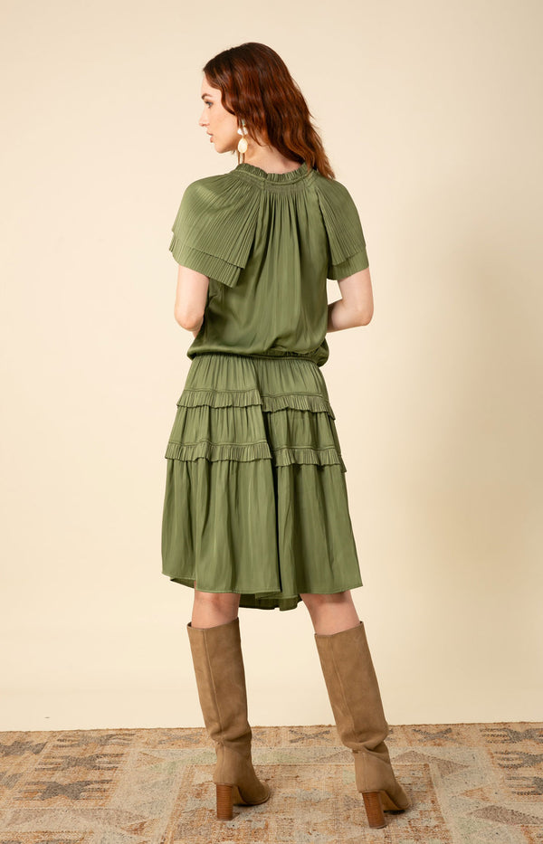 Alexandria Solid Midi Drop Waist Dress, color_olive