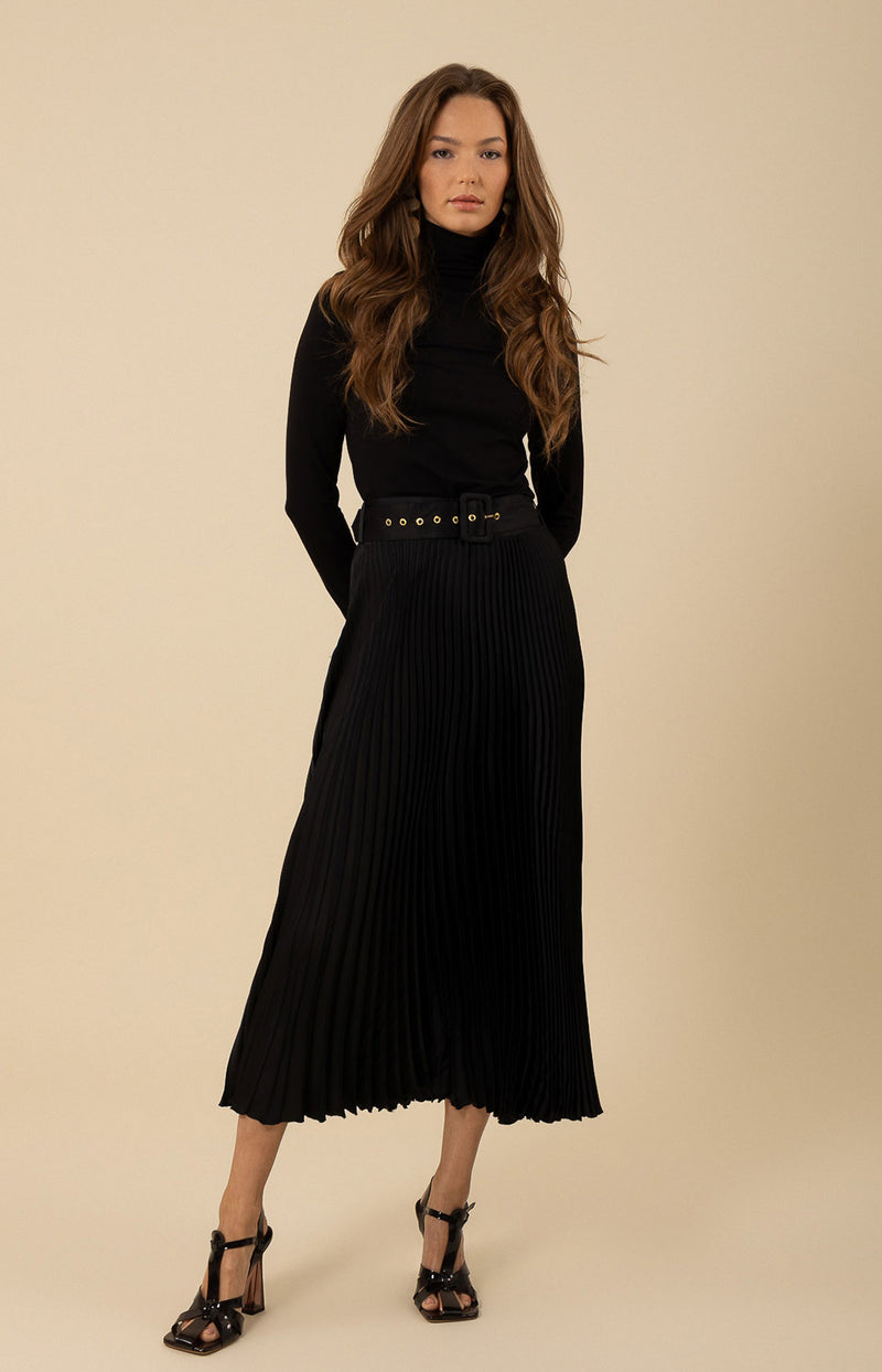 Macie Pleated Skirt, color_black
