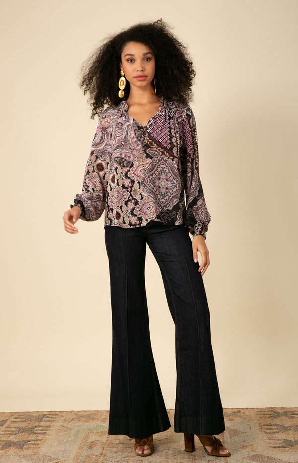 Laura Silk Top, color_black