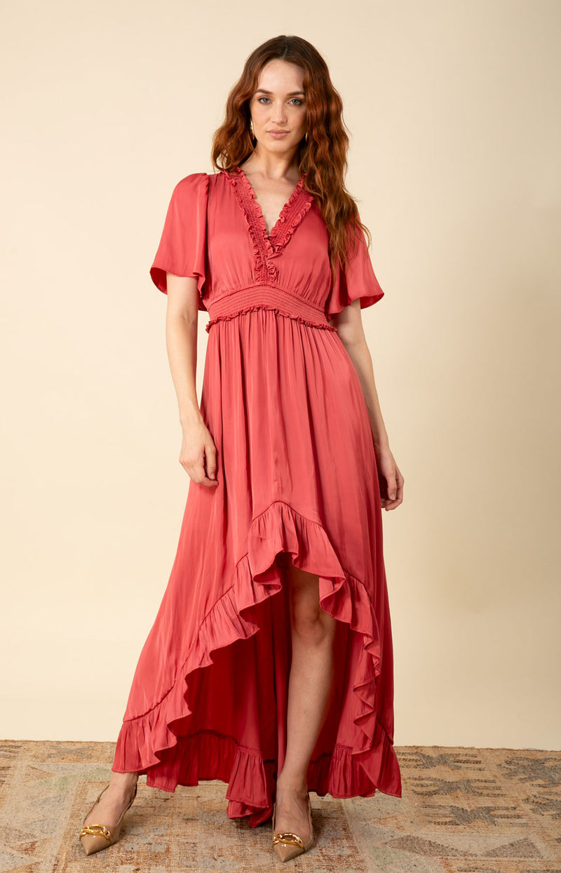 hi low maxi dresses LALAGEN Plus Size Dress for Women Casual Short Sleeve Ruffle Flowy High Summer Long Dress Army Green 1X : Clothing, Shoes & Jewelry True wrap style with side tie closure Surplice V Scully Women's Spaghetti Strap Hi-Lo