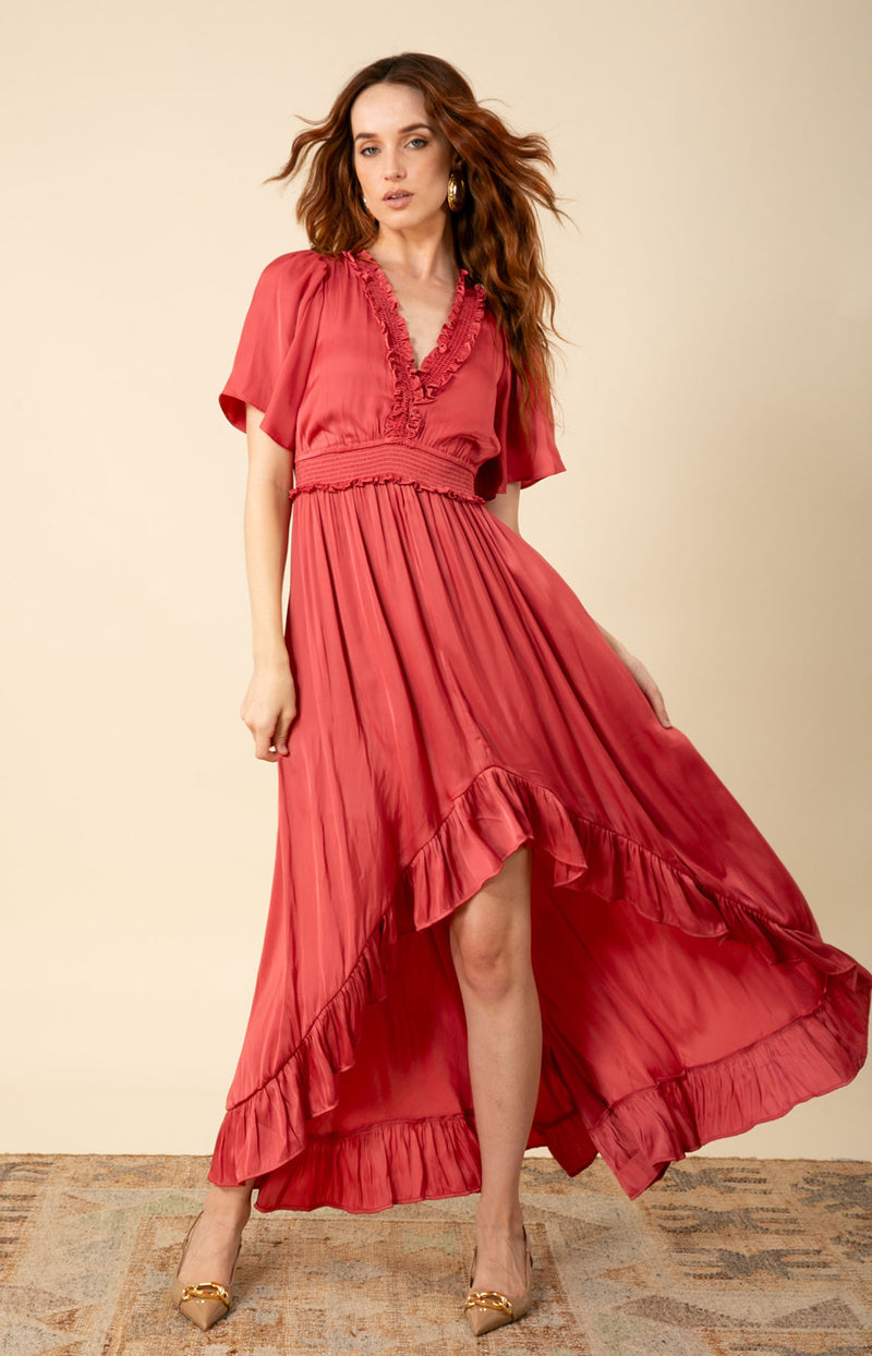 Serena Solid Hi-Lo Dress Rose / XS