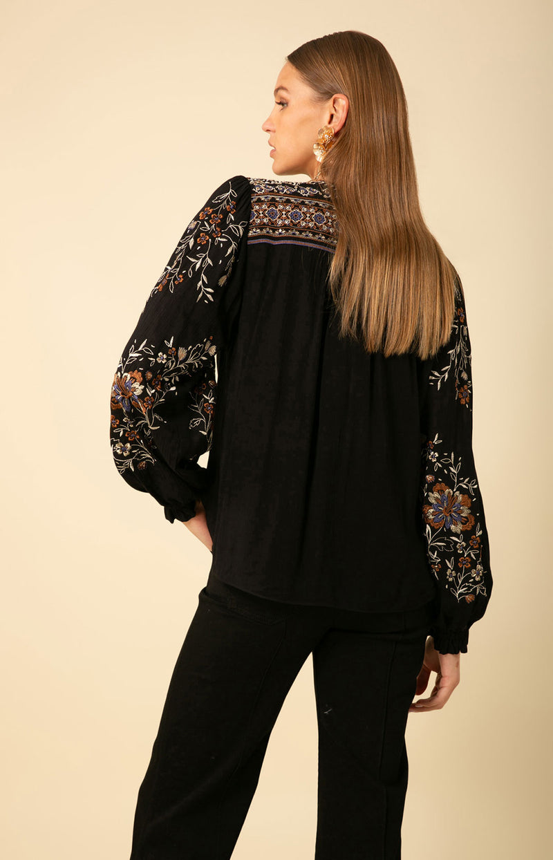 Royalty Embroidered Top, color_black