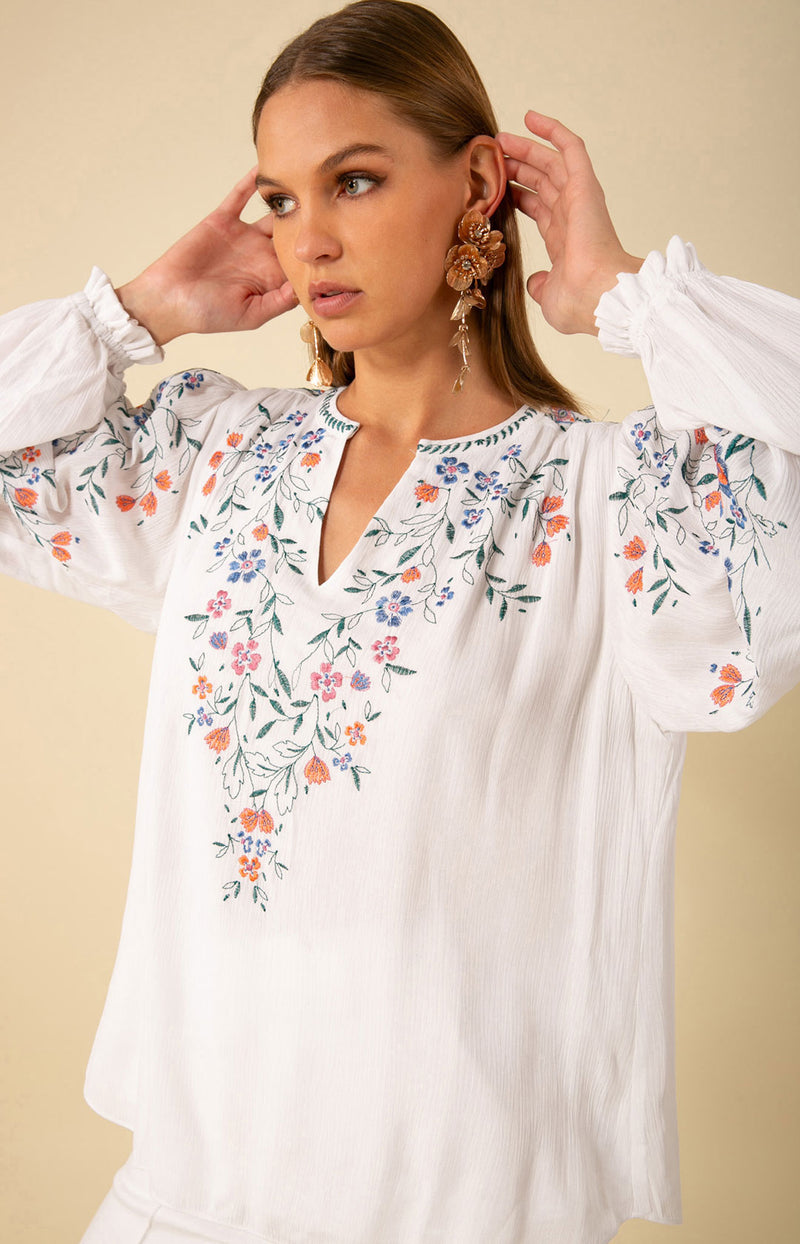 Royalty Embroidered Top, color_ivory