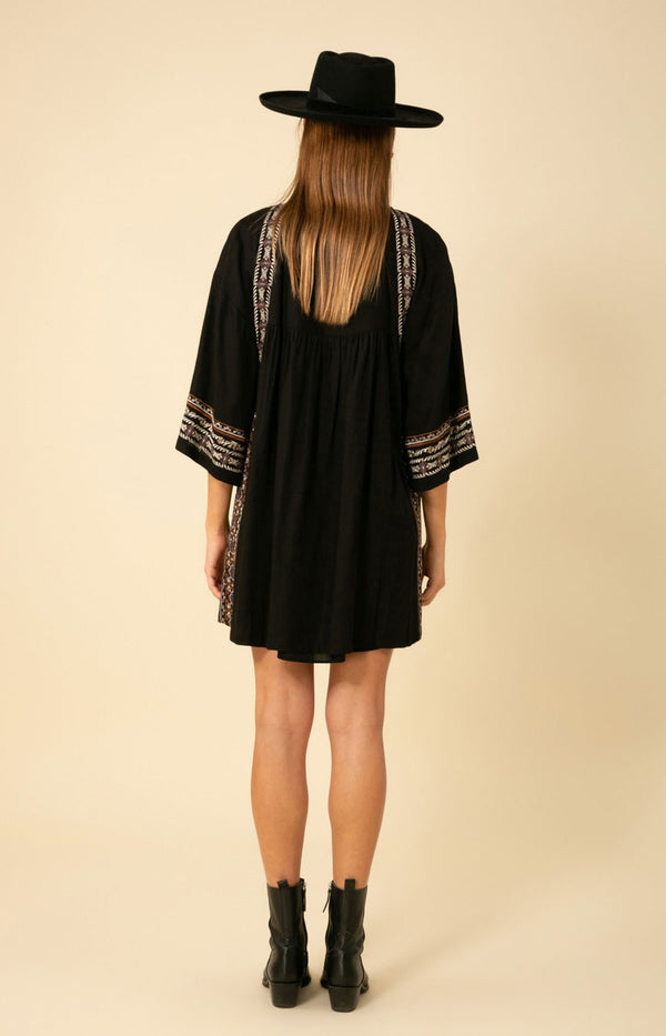 Camryn Embroidered Oversized Dress, color_black