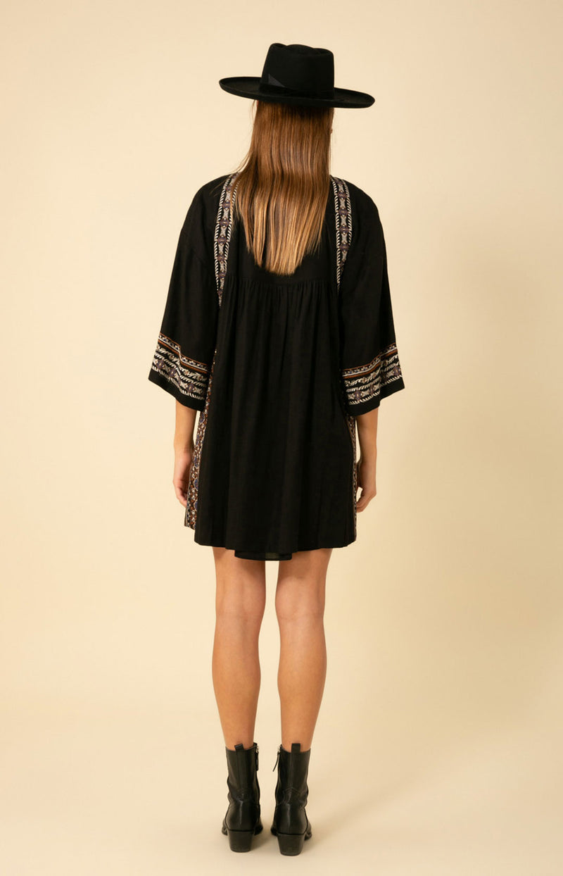 Camryn Embroidered Oversized Dress, color_black