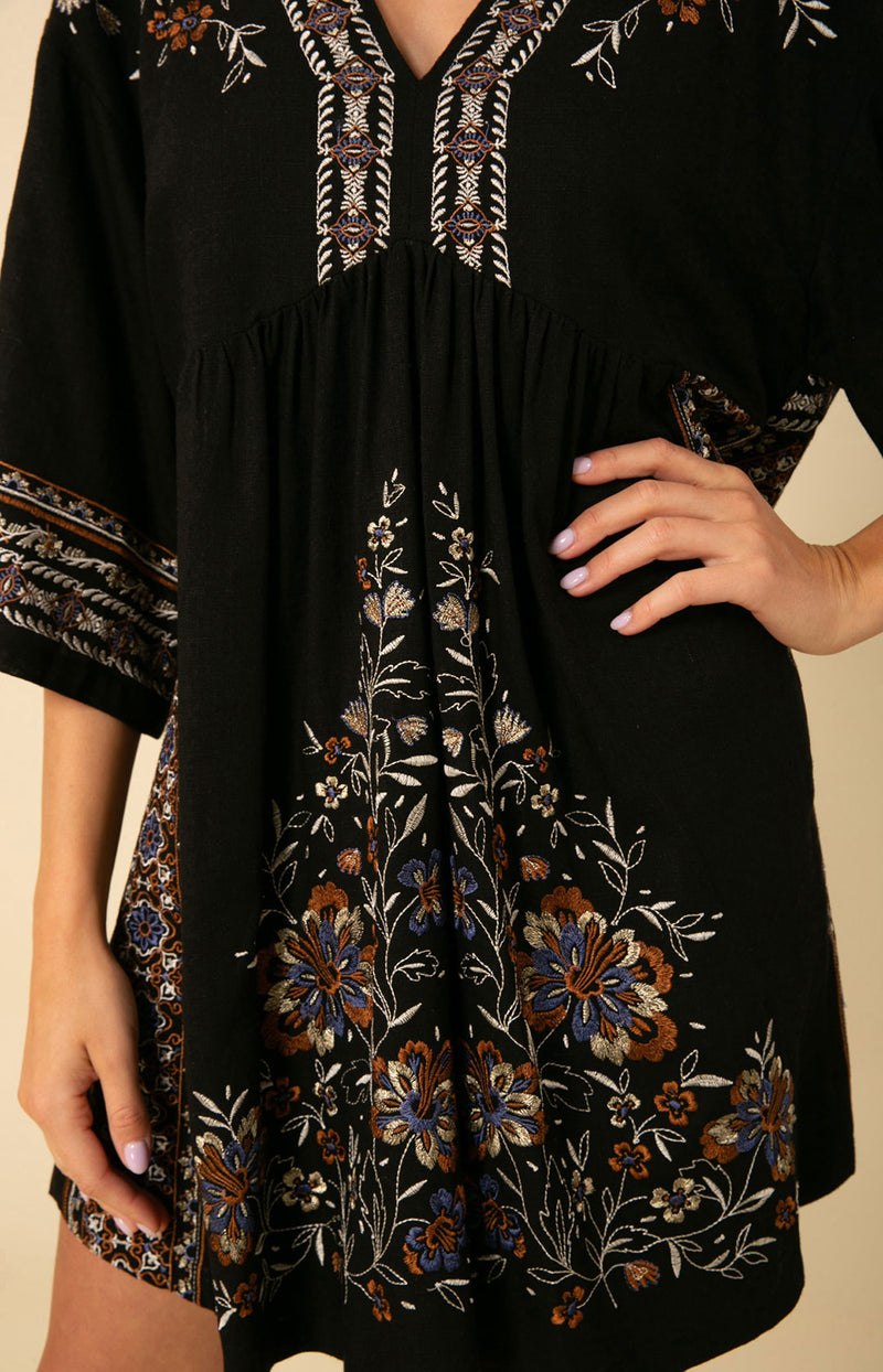 Camryn Embroidered Oversized Dress, color_black