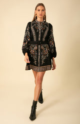 Melissa Embroidered Dress, color_black