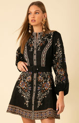 Melissa Embroidered Dress, color_black